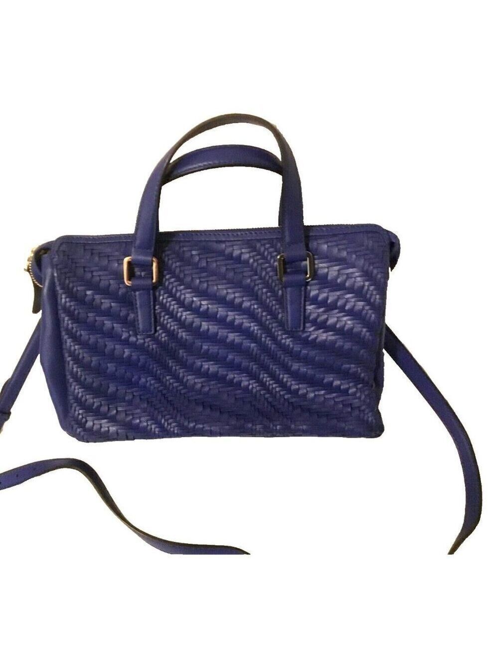 SABRINA SCALA Blue Woven Leather SATCHEL BLUE CROSSBODY Hong Kong